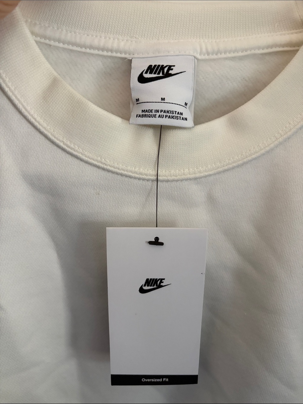 NWT NIKE White Cropped Swoosh Sweatshirt - Picture 3 of 5